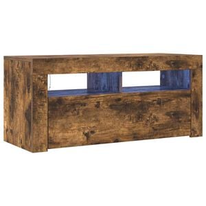vidaXL Mueble de TV con luces LED roble ahumado 90x35x40 cm
