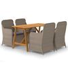 vidaXL Juego de comedor para jard&iacute;n 5 piezas marr&oacute;n
