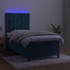 vidaXL Cama box spring colch&oacute;n y LED terciopelo azul oscuro 80x200 cm