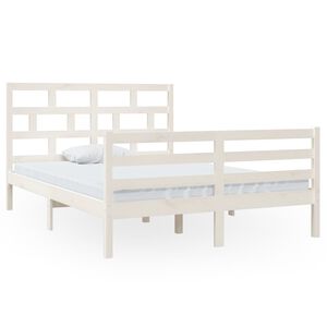 vidaXL Estructura de cama de madera maciza de pino blanco 140x200 cm