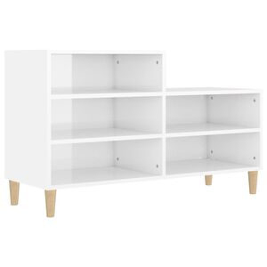 vidaXL Mueble zapatero madera contrachapada blanco brillo 102x36x60 cm