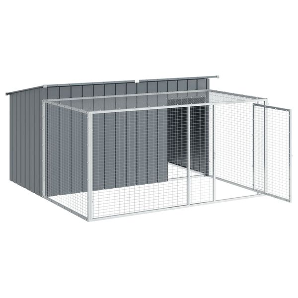 vidaXL Caseta para perro con corral antracita 197x194x110 cm acero galvanizado