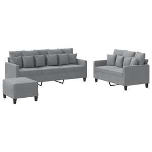 vidaXL Juego de sof&aacute;s con cojines 3 piezas tela gris claro