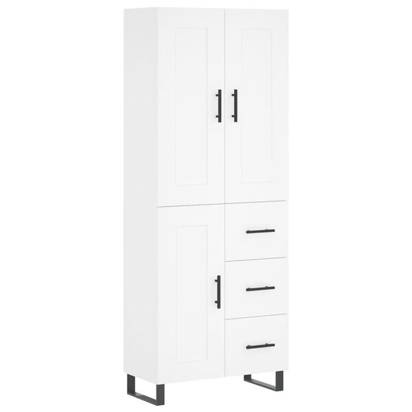 vidaXL Aparador alto madera contrachapada blanco 69,5x34x180 cm