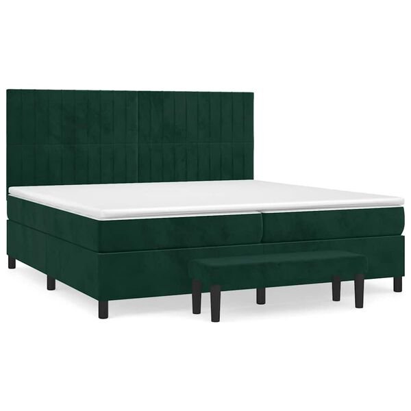 vidaXL Cama box spring con colch&oacute;n terciopelo verde oscuro 200x200 cm