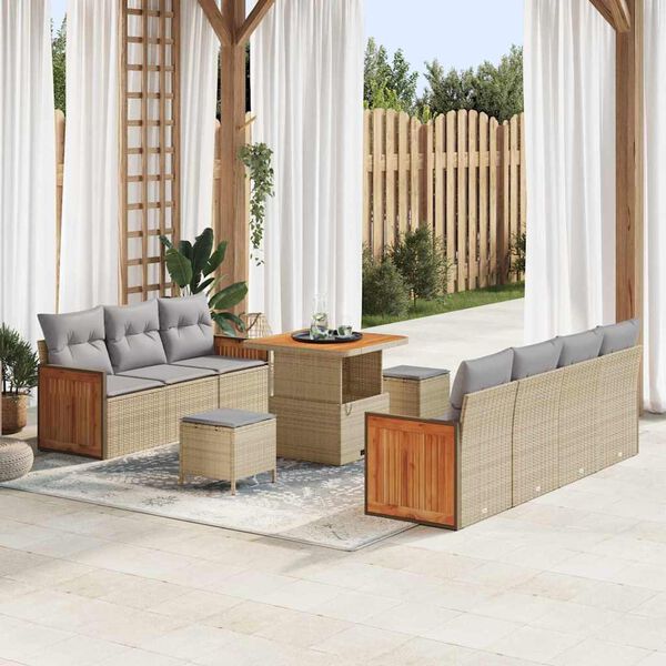 vidaXL Conjunto de sof&aacute;s de jard&iacute;n con coj&iacute;n 13 pcs Beige y Gris Claro