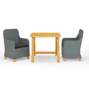 vidaXL Juego de comedor para jard&iacute;n 3 piezas gris claro