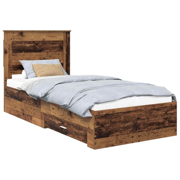 vidaXL Estructura de cama con caj&oacute;n con cabecera Madera contrachapada