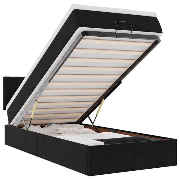 vidaXL Estructura de cama otomana colch&oacute;n terciopelo negro 100x200cm