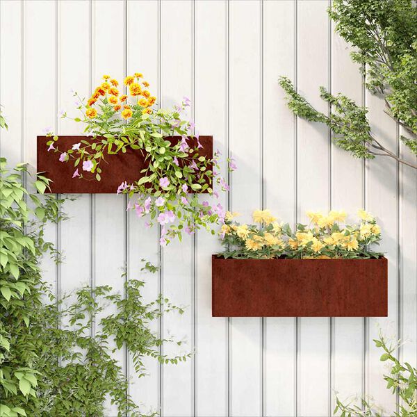 vidaXL Jardineras de pared 2 uds acero corten oxidado 53x10x17 cm