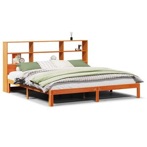 vidaXL Cama con estanter&iacute;a sin colch&oacute;n madera maciza marr&oacute;n 180x200cm