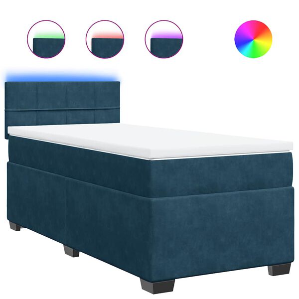 vidaXL Cama box spring con colch&oacute;n terciopelo azul 90x190 cm
