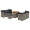 vidaXL Conjunto de sof&aacute; de jard&iacute;n 9 uds. Gris rat&aacute;n sint&eacute;tico
