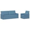 vidaXL Juego de Sof&aacute; 2 pcs Azul Tela de Pana