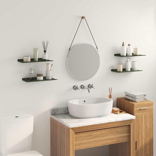 vidaXL Estante flotante 4 pcs Verde Oliva 40 x 18 x 2,5 cm Acero