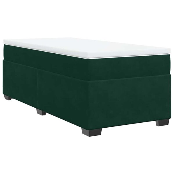 vidaXL Cama box spring con colch&oacute;n terciopelo verde oscuro 90x200 cm