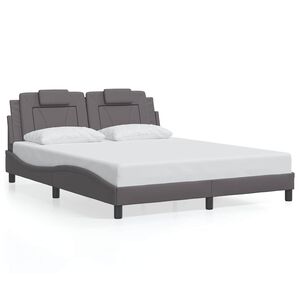 vidaXL Estructura de cama Viana sin colch&oacute;n cuero sint&eacute;tico gris 160x200 cm