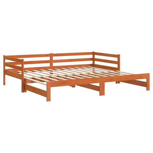 vidaXL Sof&aacute; cama nido madera maciza de pino marr&oacute;n cera 90x200 cm
