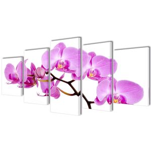 Set decorativo de lienzos para la pared modelo orqu&iacute;dea, 200 x 100 cm