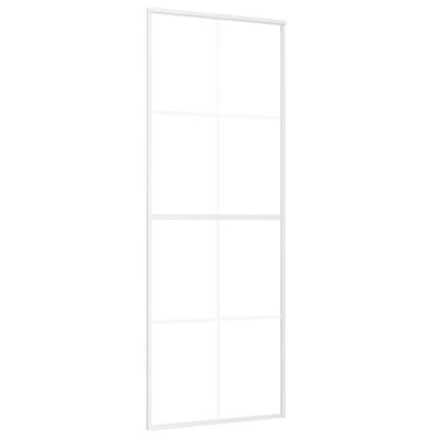 vidaXL Puerta corredera ESG vidrio y aluminio blanca 76x205 cm