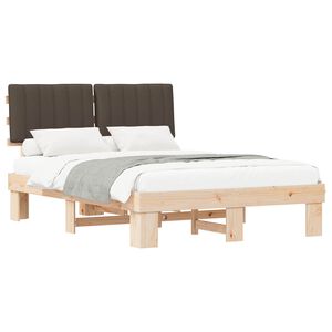 vidaXL Estructura de Cama con Cabecera Tapizada Taup&eacute; 140 x 190 cm