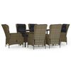 vidaXL Juego de comedor para jard&iacute;n 7 piezas rat&aacute;n sint&eacute;tico marr&oacute;n