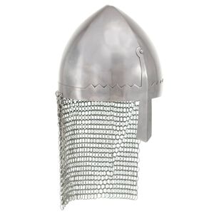 vidaXL R&eacute;plica de casco de caballero antiguo LARP acero plateado