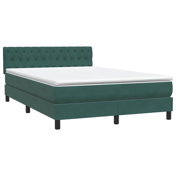 vidaXL Cama box spring con colch&oacute;n terciopelo verde oscuro 160x210 cm