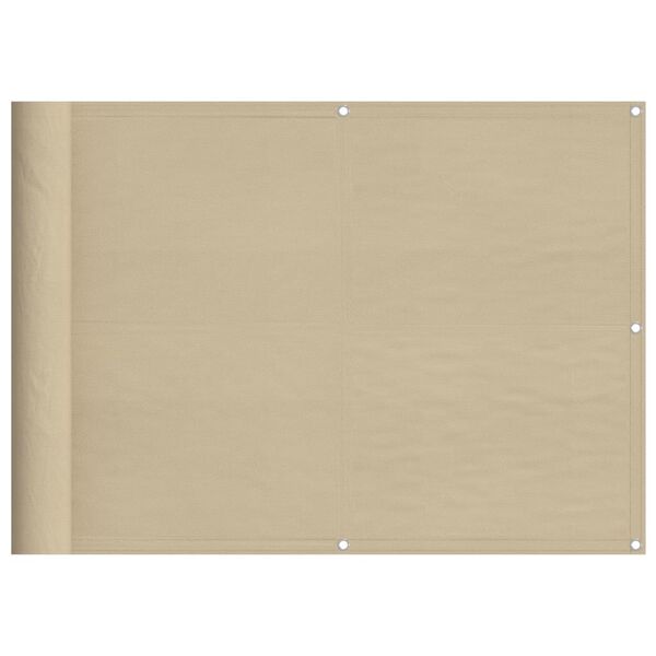 vidaXL Pantalla de balc&oacute;n 100% poli&eacute;ster Oxford beige 75x800 cm
