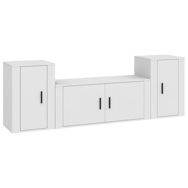 vidaXL Set de muebles de TV 3 piezas madera contrachapada blanco