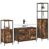 vidaXL Juego de muebles de ba&ntilde;o con caj&oacute;n 3 pcs Roble Ahumado y Negro
