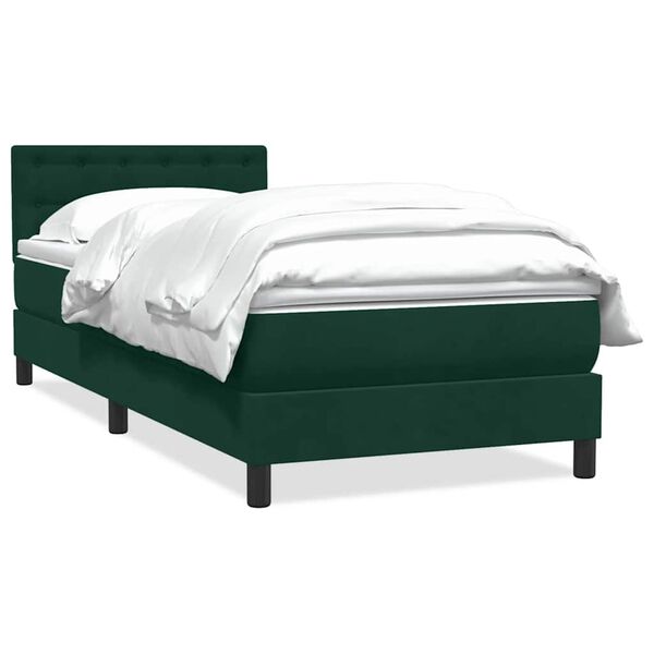 vidaXL Cama box spring con colch&oacute;n terciopelo verde oscuro 90x220 cm
