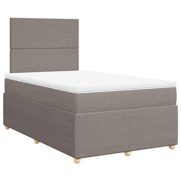 vidaXL Cama box spring con colch&oacute;n tela gris taupe 120x200 cm