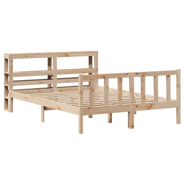 vidaXL Estructura de cama sin colch&oacute;n madera maciza de pino 140x190 cm
