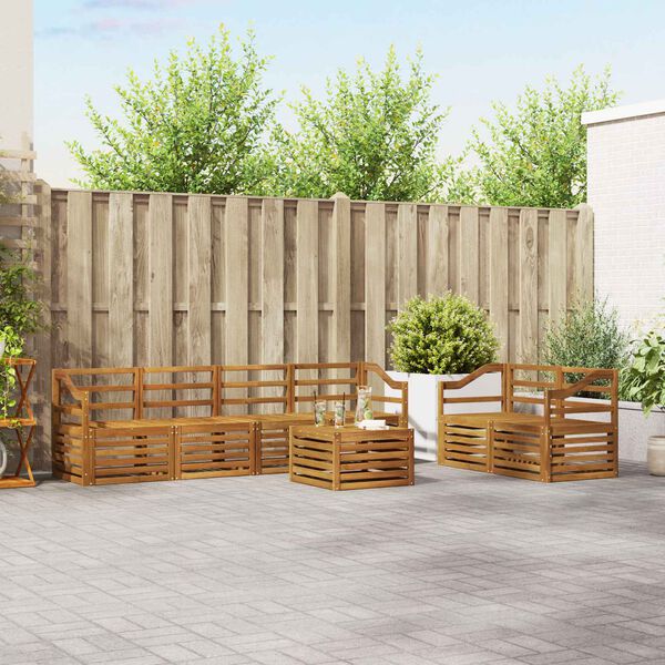 vidaXL Juegos de sof&aacute;s 7 pcs Natural Madera de Acacia S&oacute;lida