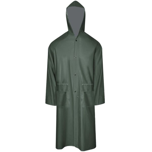vidaXL Chubasquero impermeable largo con capucha talla L verde