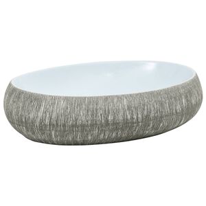 vidaXL Lavabo sobre encimera ovalado cer&aacute;mica gris y azul 59x40x15 cm
