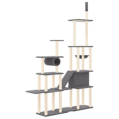 vidaXL Rascador para gatos con postes de sisal gris oscuro 279 cm