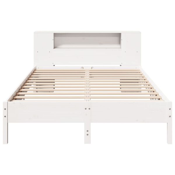 vidaXL Cama con estantería sin colchón madera maciza blanca 140x200 cm