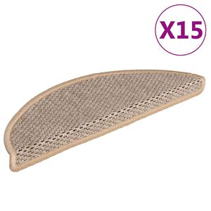 vidaXL Alfombrilla autoadhesiva escalera sisal 15 uds beige 56x17x3 cm