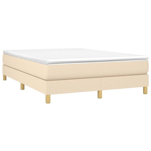 vidaXL Cama box spring con colch&oacute;n tela color crema 140x190 cm