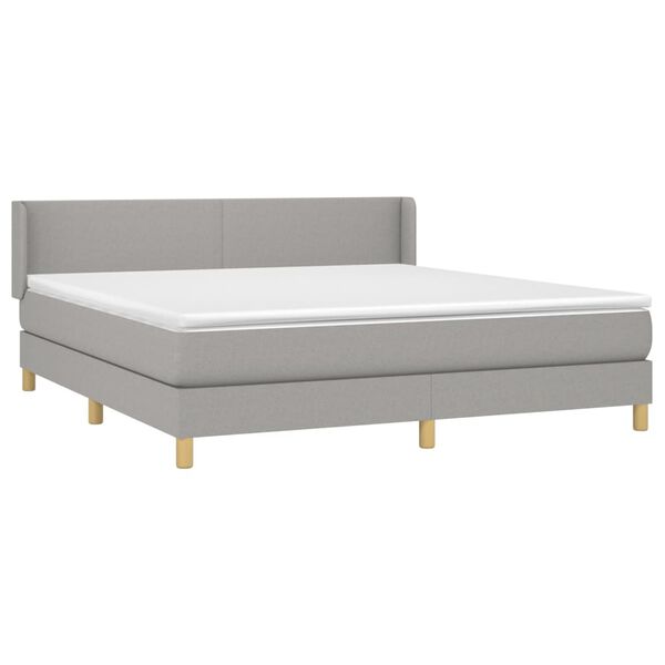 vidaXL Cama box spring con colch&oacute;n tela gris claro 180x200 cm