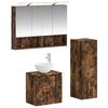 vidaXL Juego de muebles de ba&ntilde;o 4 uds. Roble Ahumado
