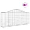 vidaXL Cestas de gaviones 8 uds forma de arco hierro 200x30x80/100 cm