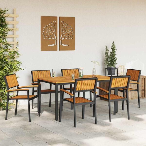 vidaXL Conjunto de Comedor de Jard&iacute;n 7 pcs Negro