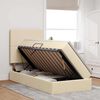vidaXL Cama con almacenamiento y LED Crema 90 x 190 cm Poli&eacute;ster