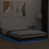 vidaXL Estructura cama con luces LED madera roble marr&oacute;n 140x200 cm