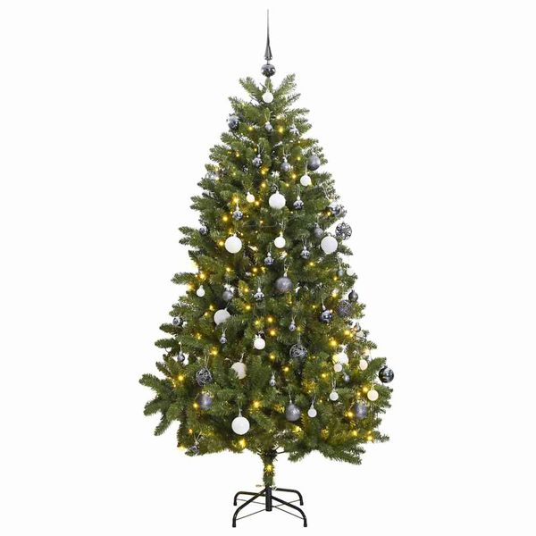 vidaXL &Aacute;rbol de Navidad artificial con bisagras 300 LED y bolas 300 cm