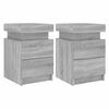 vidaXL Mesitas de noche con luces LED 2 uds gris Sonoma 35x39x55 cm