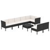 vidaXL Set de muebles de jard&iacute;n 9 pzas y cojines rat&aacute;n sint&eacute;tico negro
